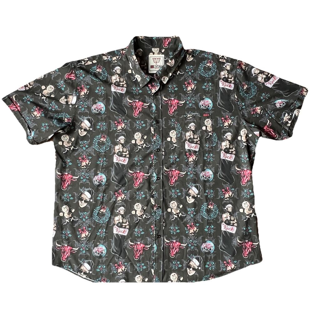 RSVLTS x WWE Mens Shirt The Rock Kunuflex Sz 3XL Short Sleeve All Over Print